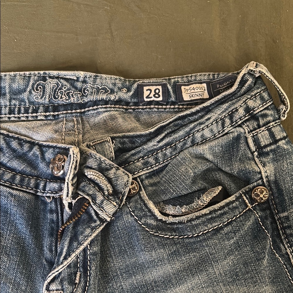 Miss Me Denim Skinny Jeans with Embellished Pockets